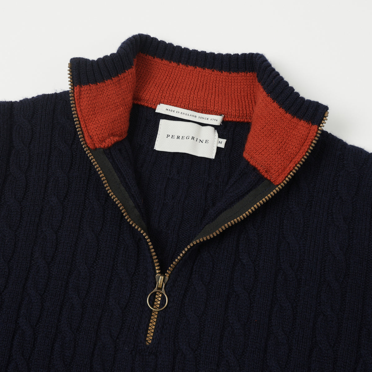 Peregrine Cable Knit Quarter Zip Jumper - Navy