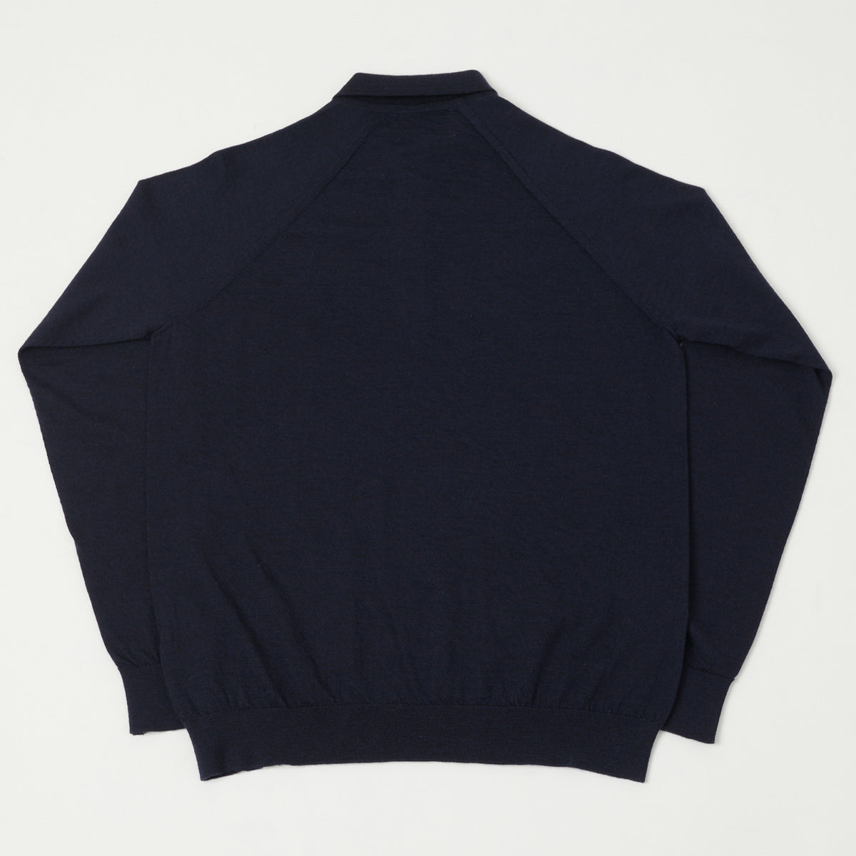 Peregrine Long Sleeve Wool Polo Shirt - Navy