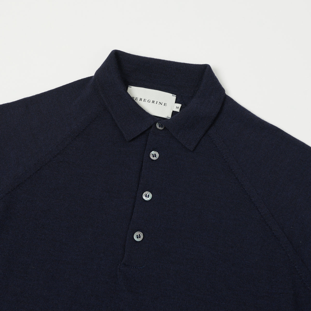 Peregrine Long Sleeve Wool Polo Shirt - Navy