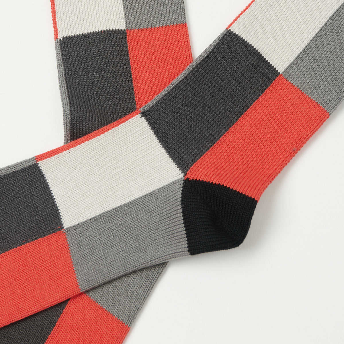 RoToTo 4 Panel Crew Sock - Black/Grey/Light Red