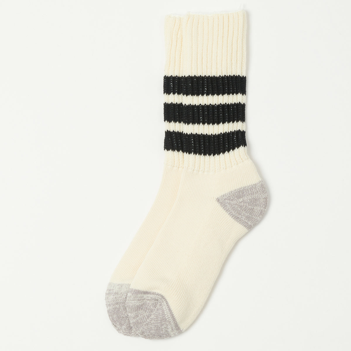 RoToTo Coarse Ribbed Oldschool Crew Sock - Black