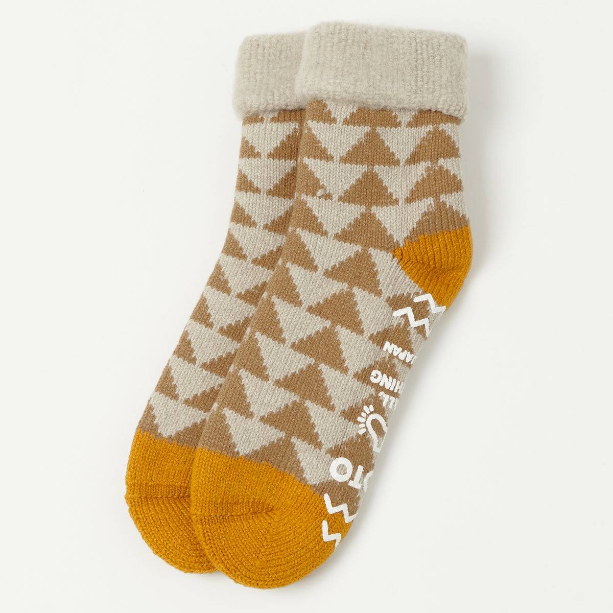 RoToTo Sankaku Comfy Room Sock - Beige/Gold