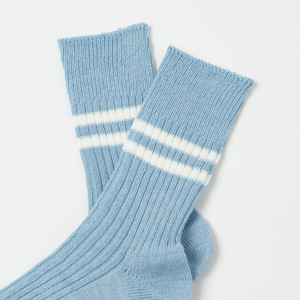 RoToTo Hemp & Organic Cotton Stripe Sock - Morning Blue/White