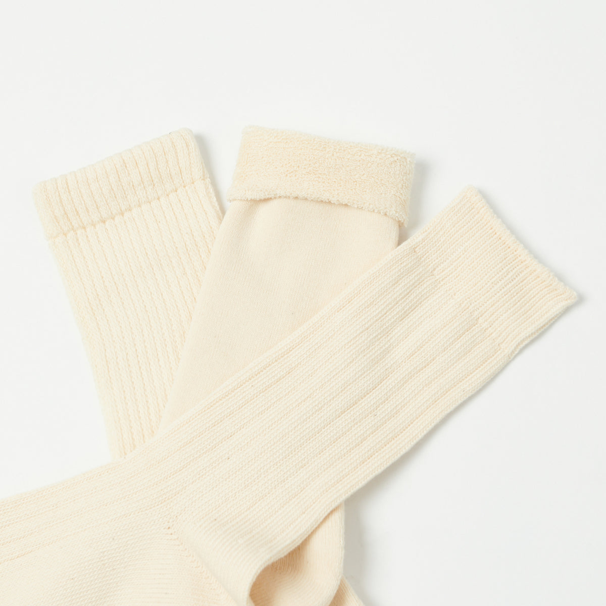 RoToTo Organic Daily Three Pack Sock - Ecru