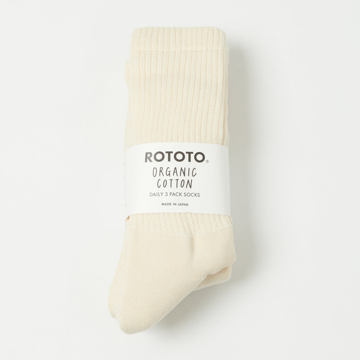 RoToTo Organic Daily Three Pack Sock - Ecru