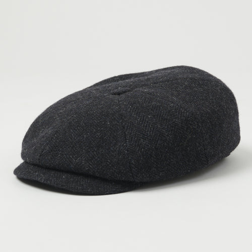 Stetson Hatteras Woolrich Herringbone Flat Cap - Navy