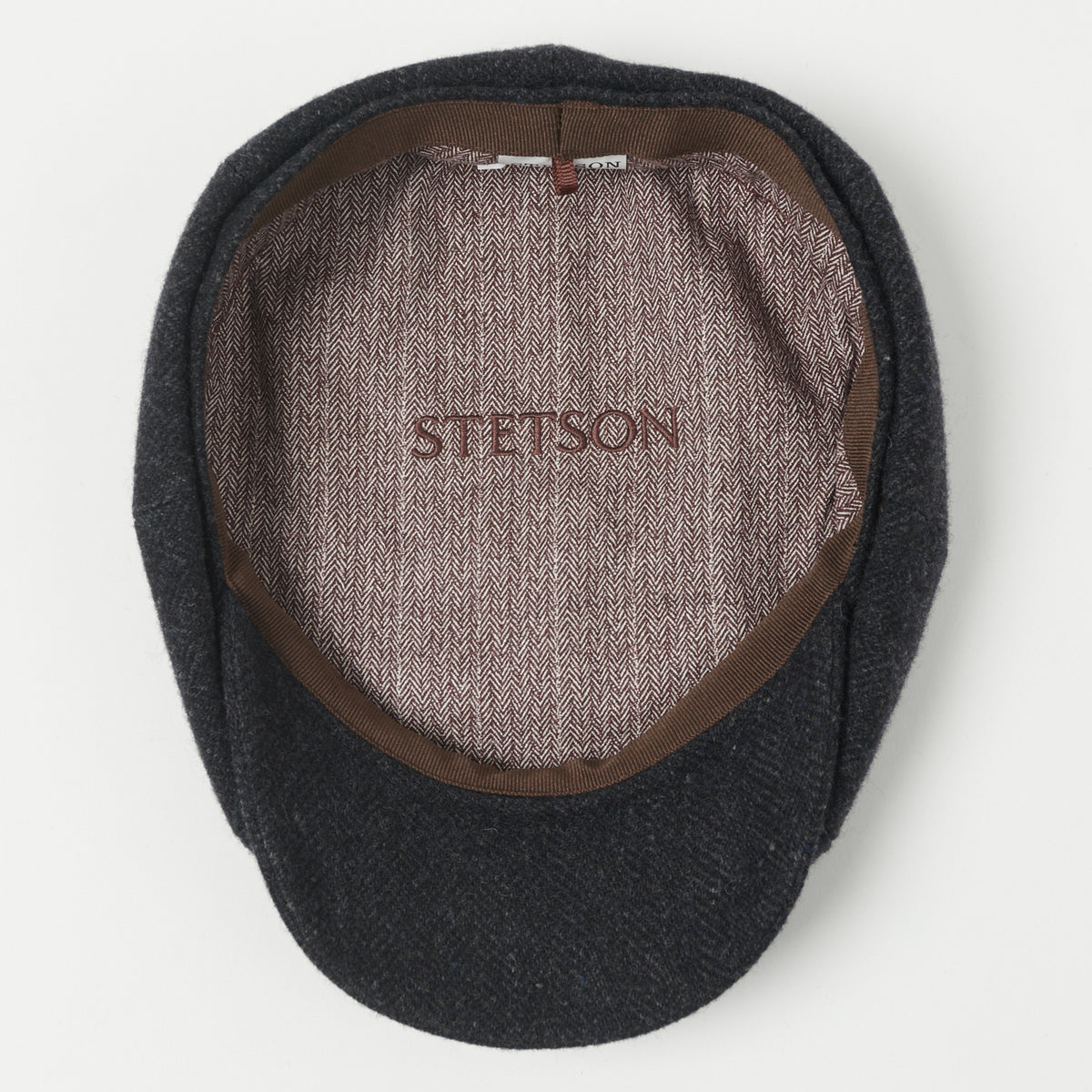 Stetson Hatteras Woolrich Herringbone Flat Cap - Navy