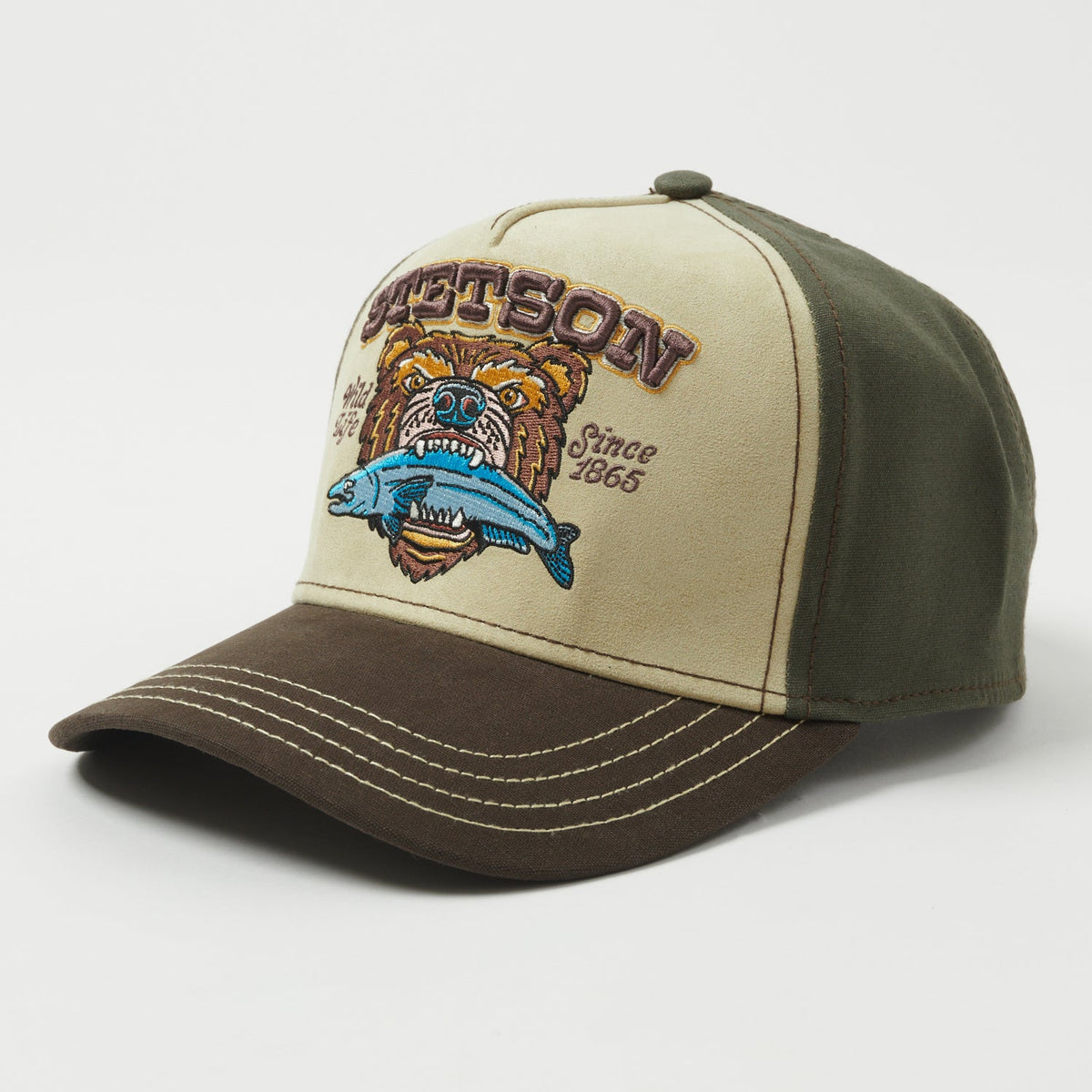 Stetson 'Wild Life' Trucker Cap - Olive/Brown