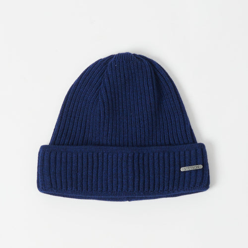 Stetson Ribbed Wool Beanie - Blue