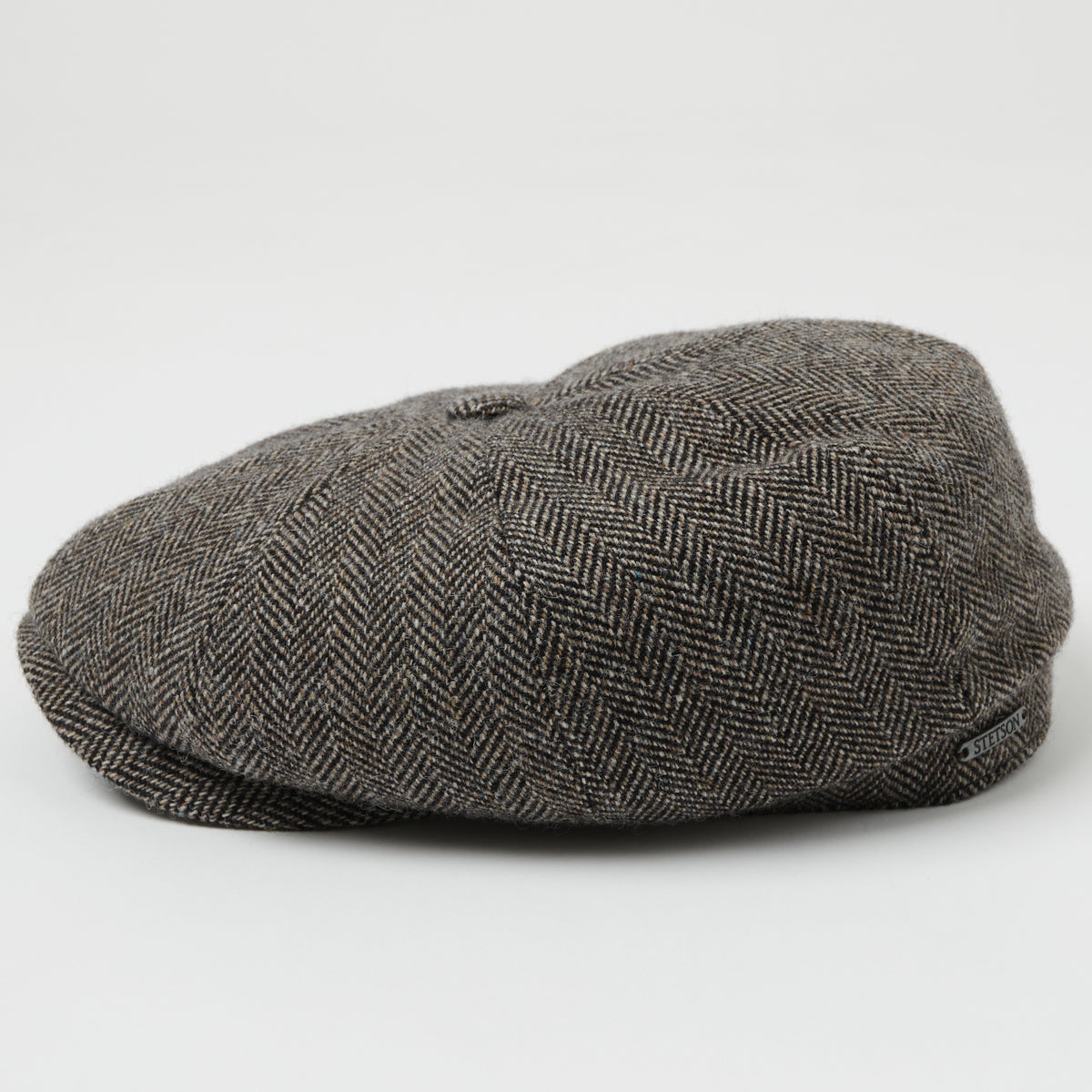 Stetson Hatteras Woolrich Herringbone Flat Cap - Grey