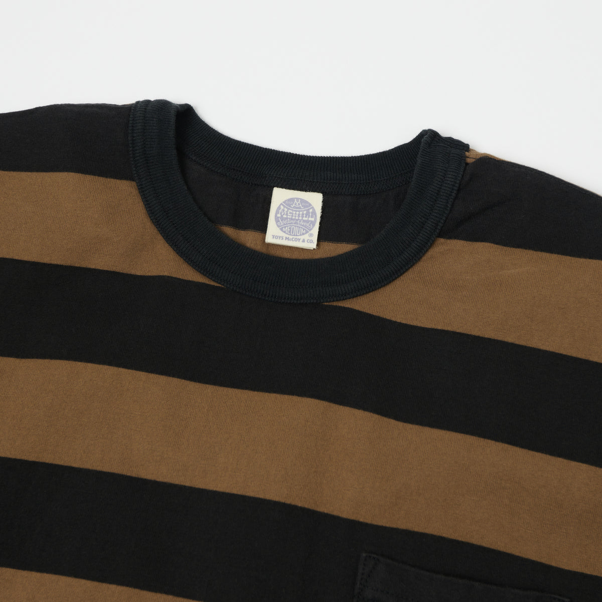 TOYS McCOY Bordered Stripe Pocket T-Shirt - Coyote/Black