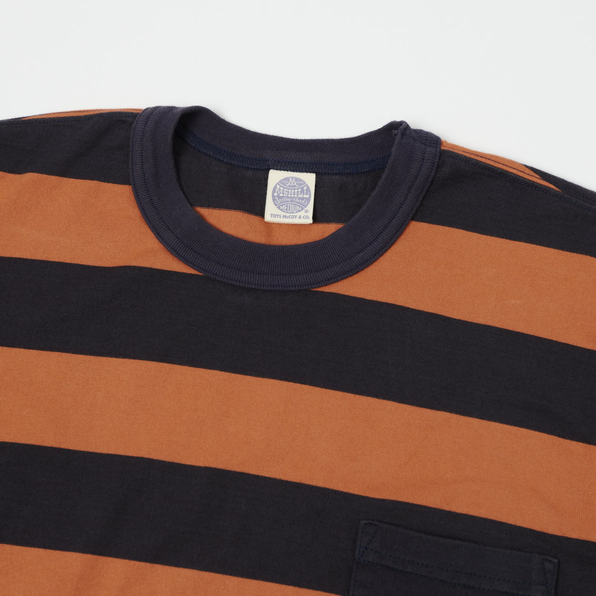 TOYS McCOY Bordered Stripe Pocket T-Shirt - Carrot/Navy