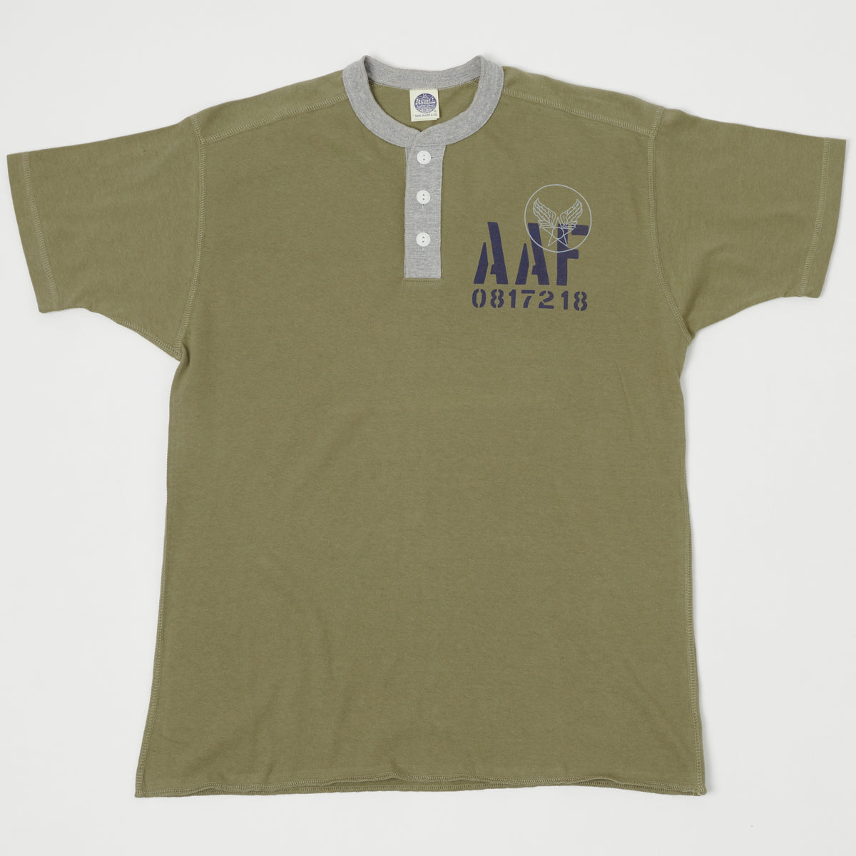 TOYS McCOY 'AAF' Military Union Henley - Army/Grey