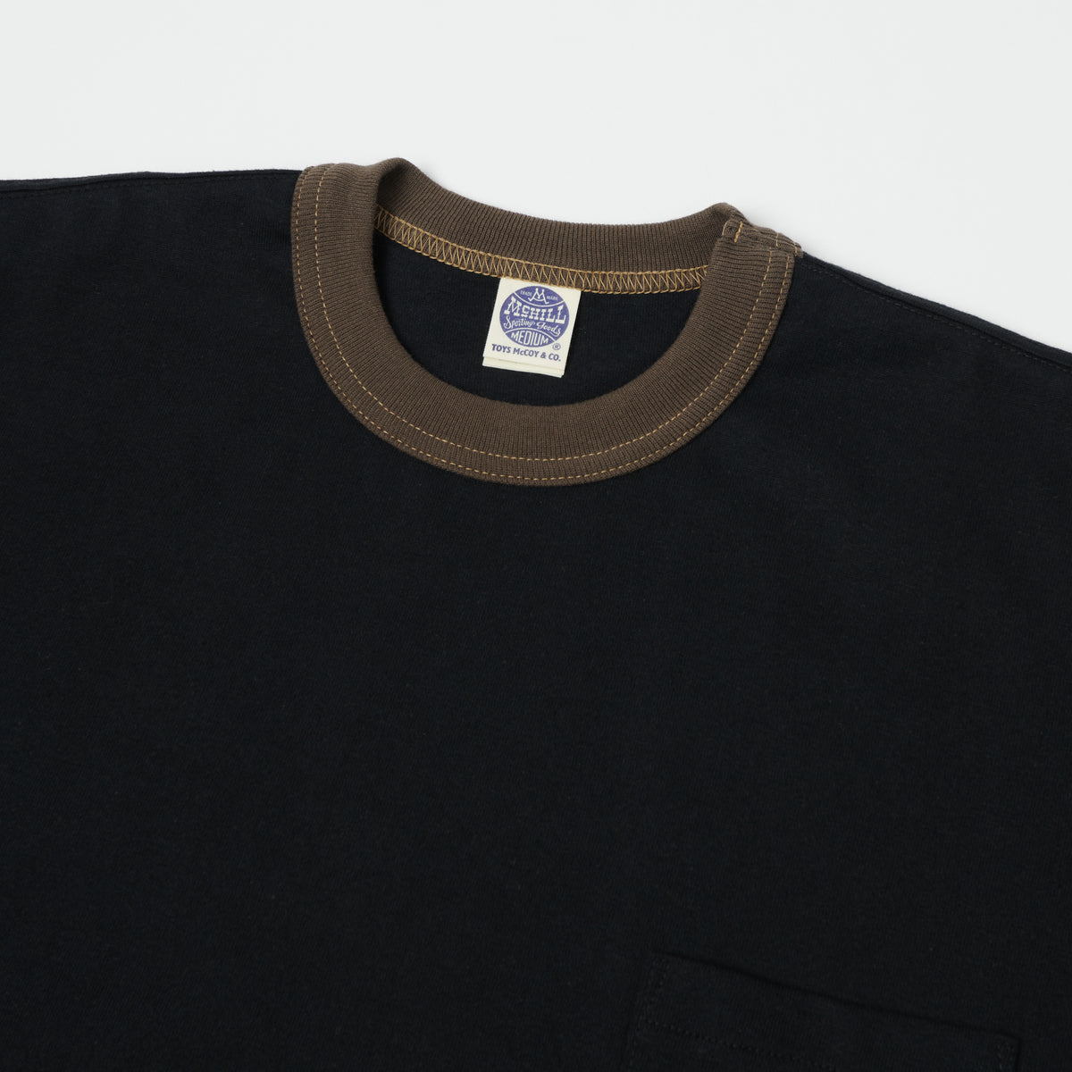 TOYS McCOY Ringer Pocket T-Shirt - Black/Brown