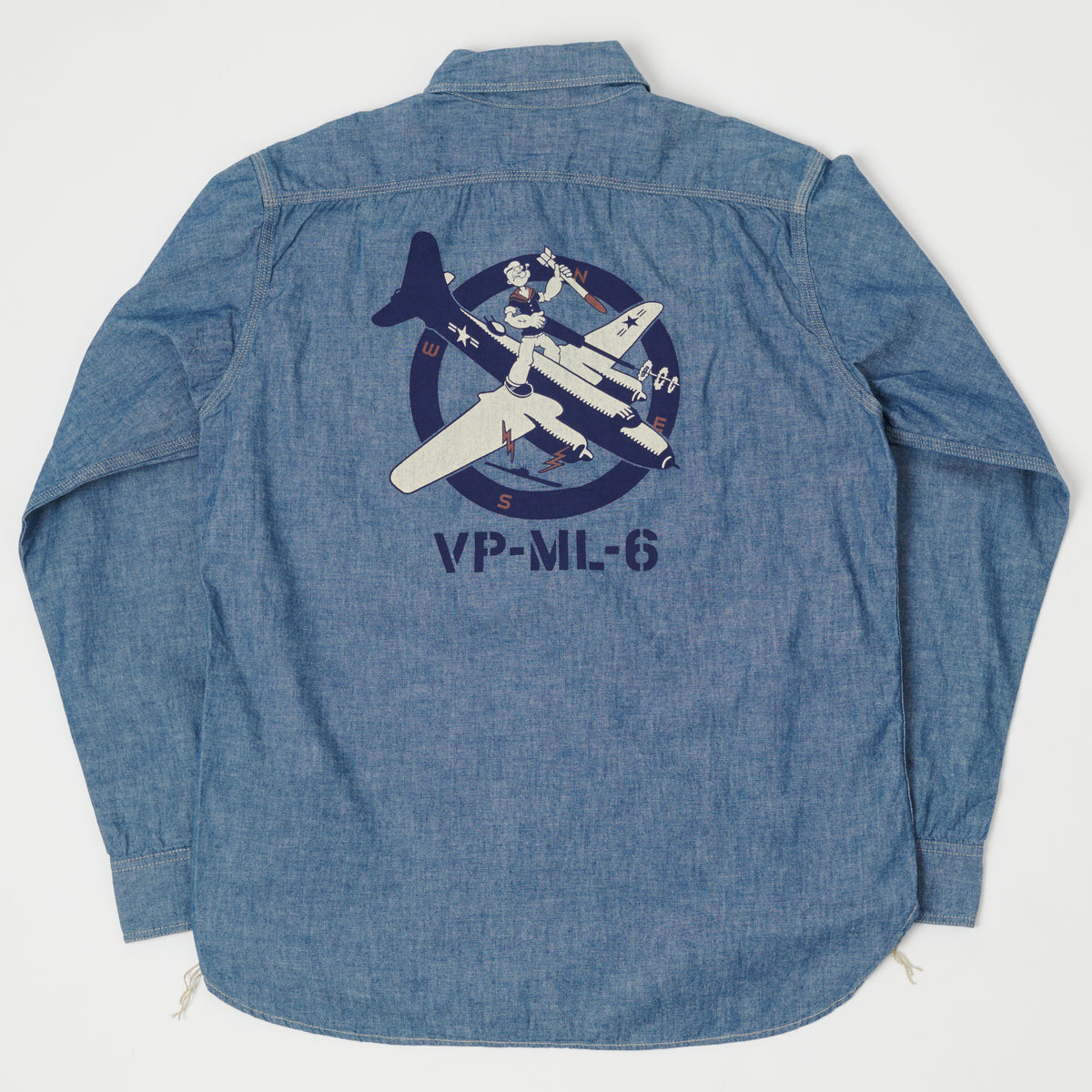 TOYS McCOY 'Popeye' Print Military Chambray Shirt - Blue