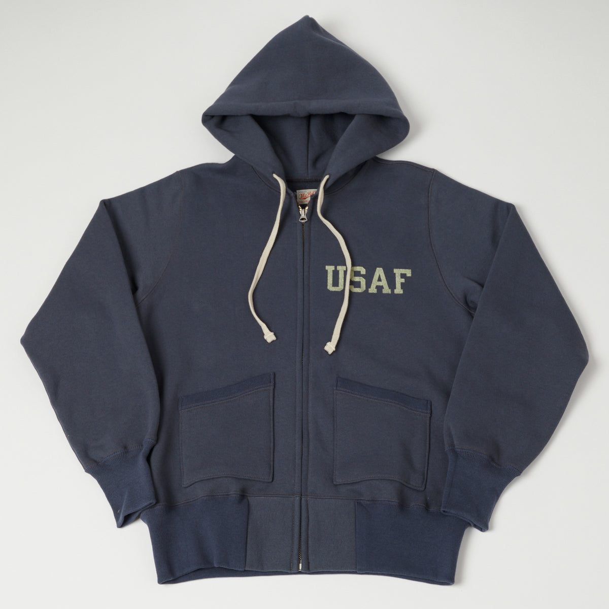 TOYS McCOY U.S.A.F Print Zip Through Hoodie - Navy Grey
