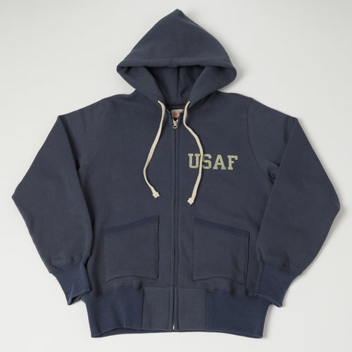 TOYS McCOY U.S.A.F Print Zip Through Hoodie - Navy Grey