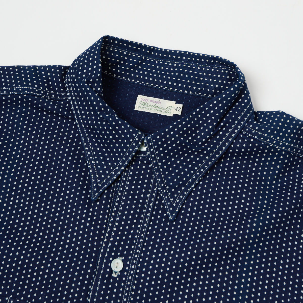 Warehouse & Co 3025 Duck Digger 'Wide Awake' Shirt - Indigo Dot