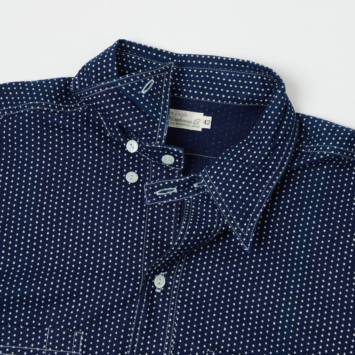 Warehouse & Co 3025 Duck Digger 'Wide Awake' Shirt - Indigo Dot