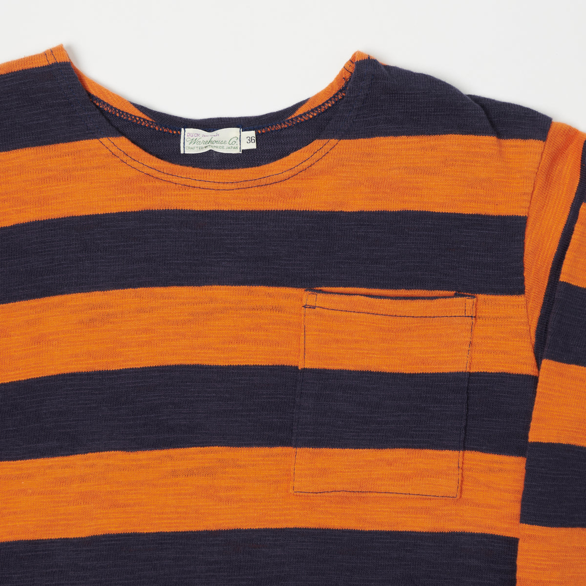 Warehouse & Co 4081 Duck Digger Border T-Shirt - Navy/Orange