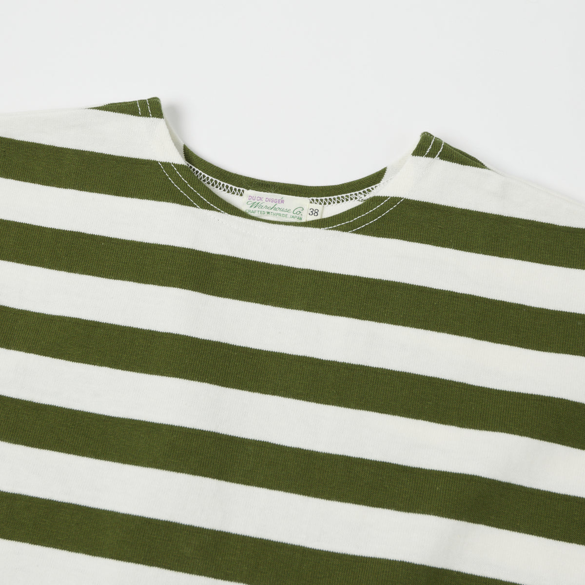 Warehouse & Co 4094 Duck Digger Stripe T-Shirt - Off White/Green