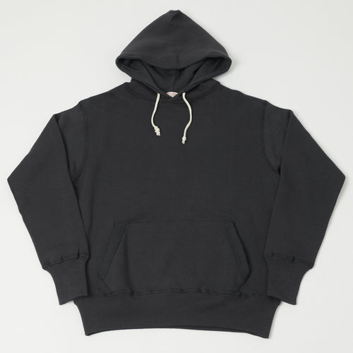 Warehouse & Co 450 Two Needle Hooded Sweatshirt - Black/Sumikuro