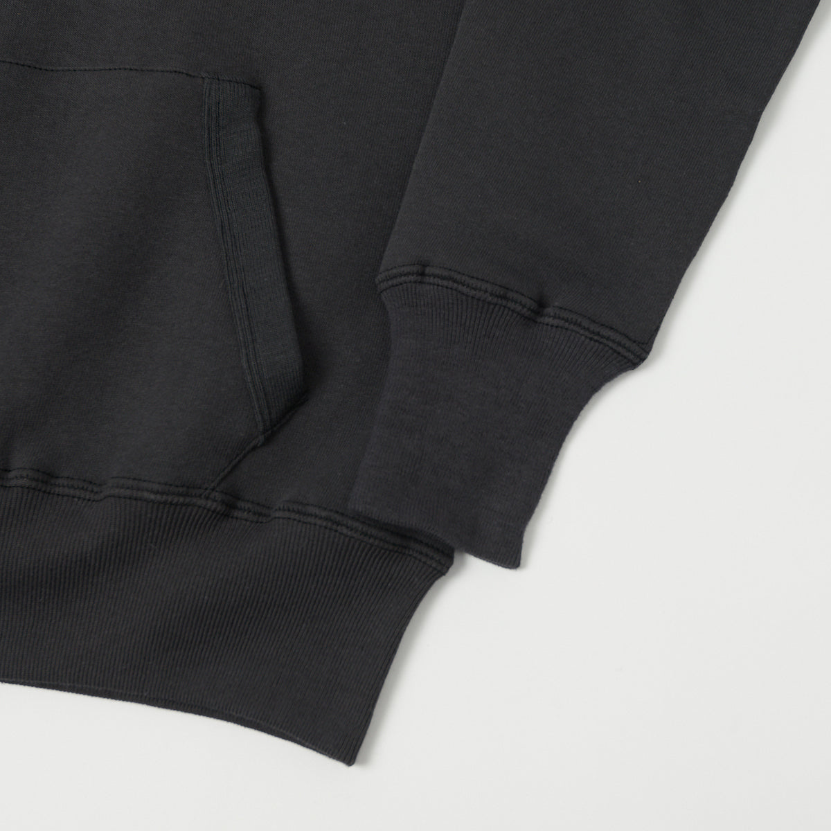 Warehouse & Co 450 Two Needle Hooded Sweatshirt - Black/Sumikuro