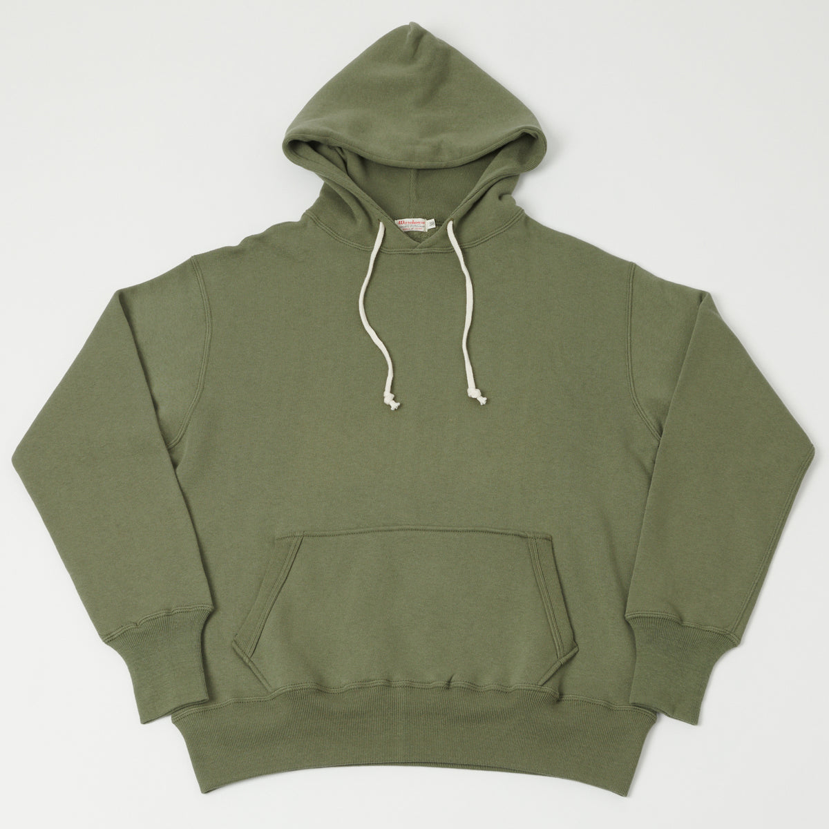 Warehouse & Co 450 Two Needle Hooded Sweatshirt - OD Green