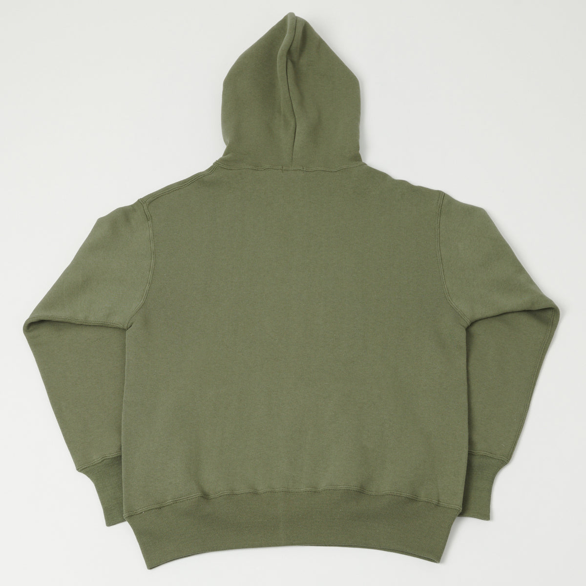 Warehouse & Co 450 Two Needle Hooded Sweatshirt - OD Green