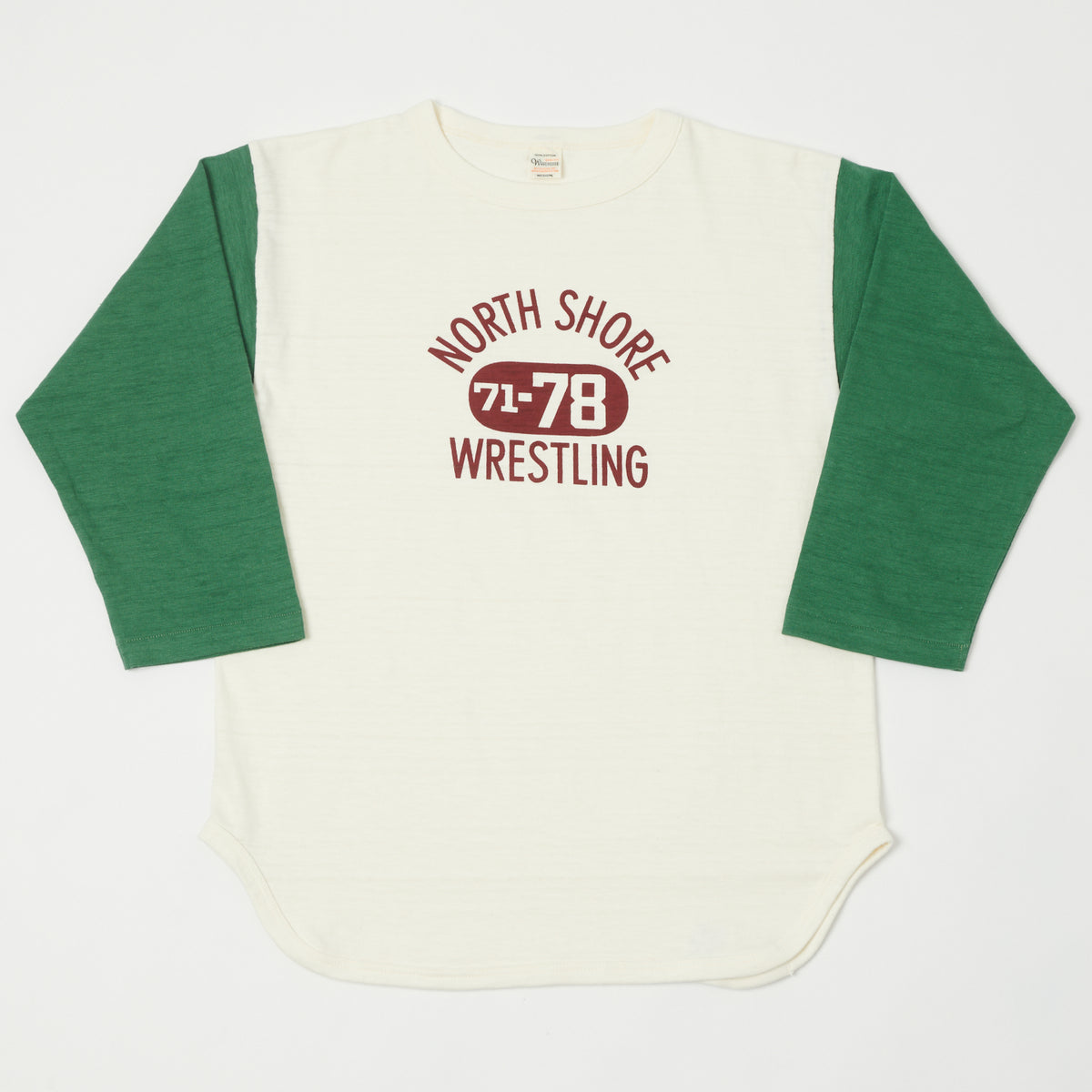Warehouse & Co 4800 'North Shore' Baseball T-Shirt - Cream/Green