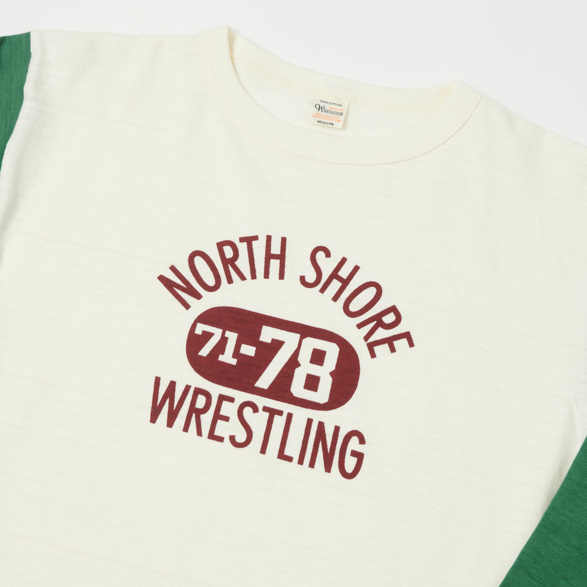 Warehouse & Co 4800 'North Shore' Baseball T-Shirt - Cream/Green