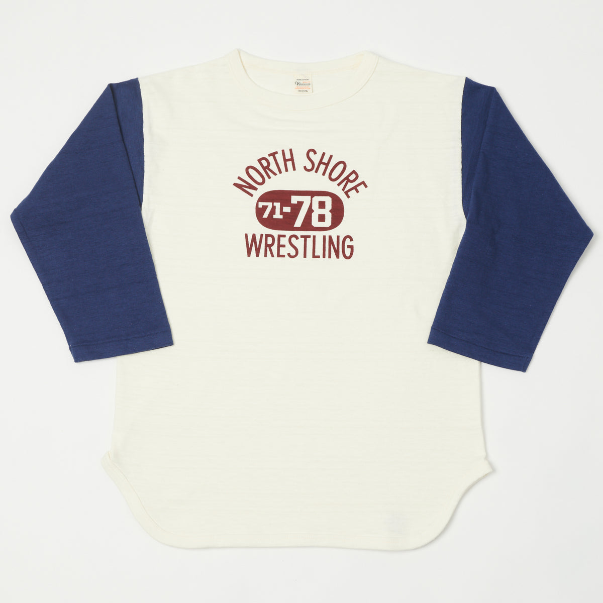 Warehouse & Co 4800 'North Shore' Baseball T-Shirt - Cream/Navy