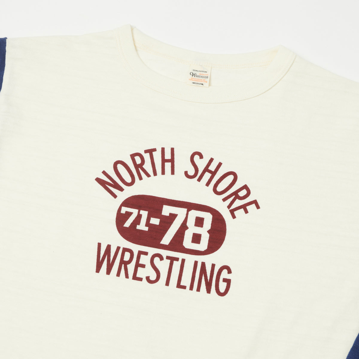 Warehouse & Co 4800 'North Shore' Baseball T-Shirt - Cream/Navy