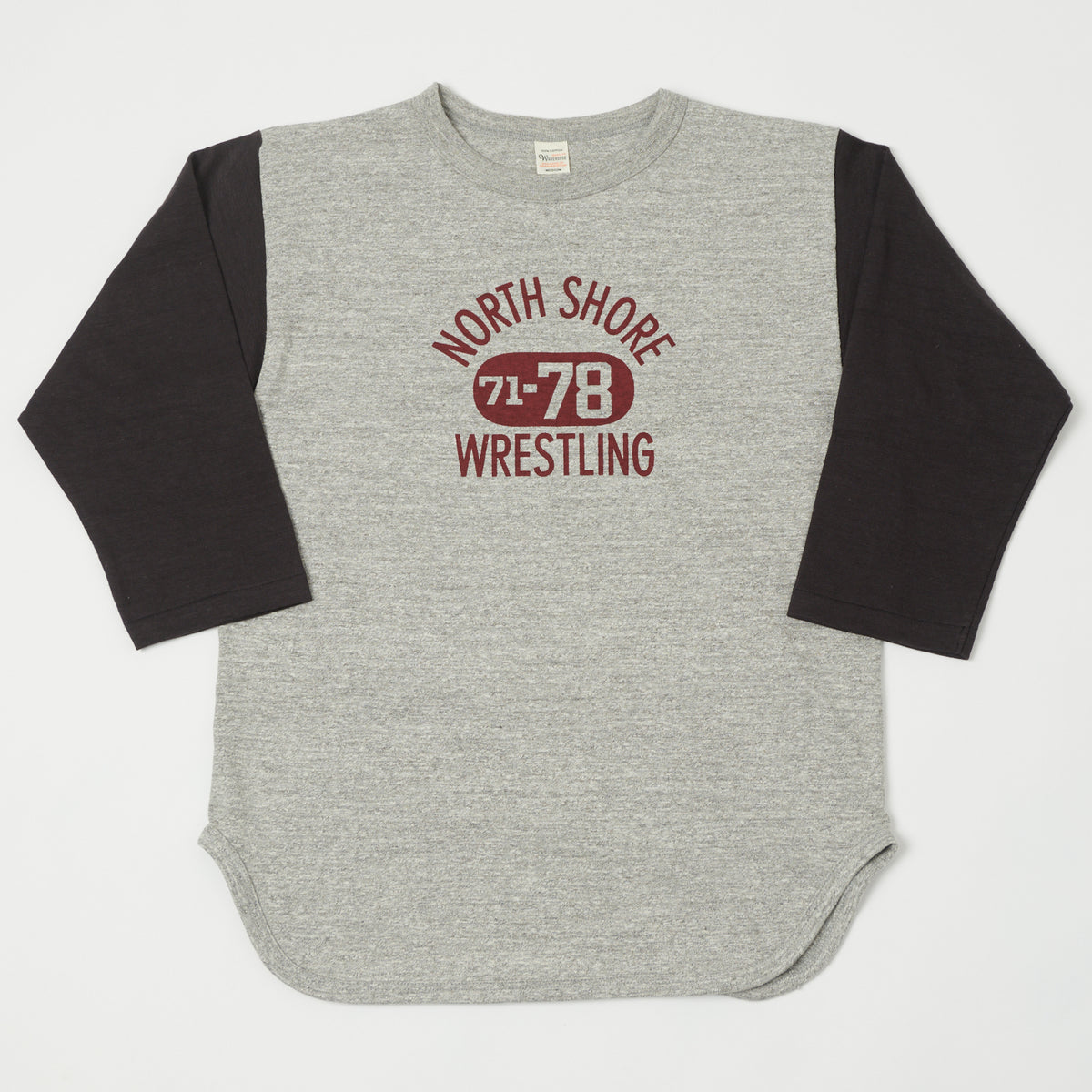 Warehouse & Co 4800 'North Shore' Baseball T-Shirt - Heather Grey/Black