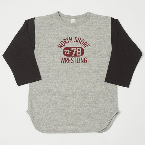 Warehouse & Co 4800 'North Shore' Baseball T-Shirt - Heather Grey/Black