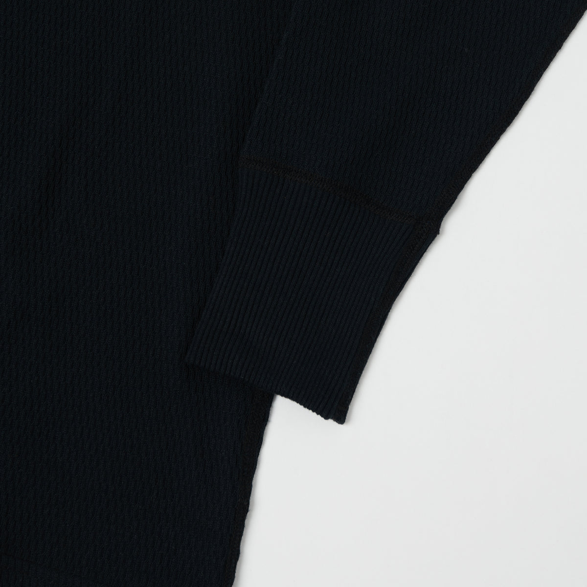 Warehouse & Co 5904 Waffle Knit Thermal Henley - Black