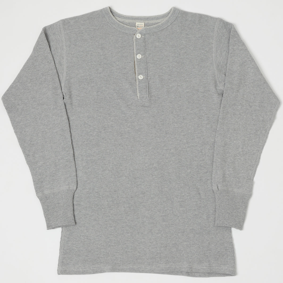 Warehouse & Co 5904 Waffle Knit Thermal Henley - Heather Grey