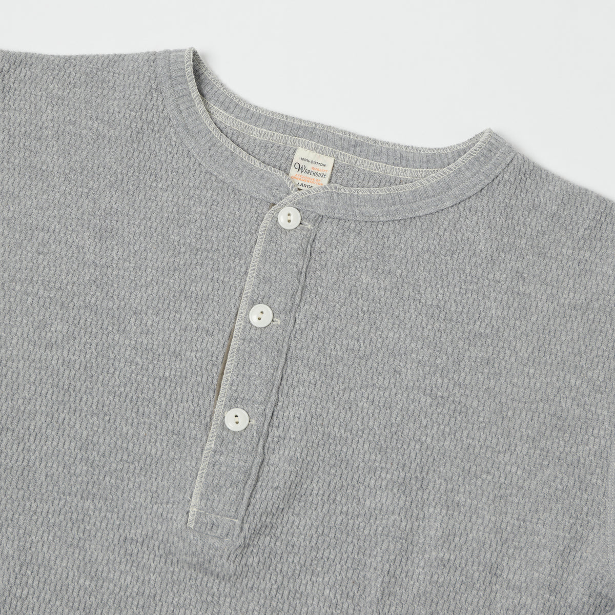 Warehouse & Co 5904 Waffle Knit Thermal Henley - Heather Grey