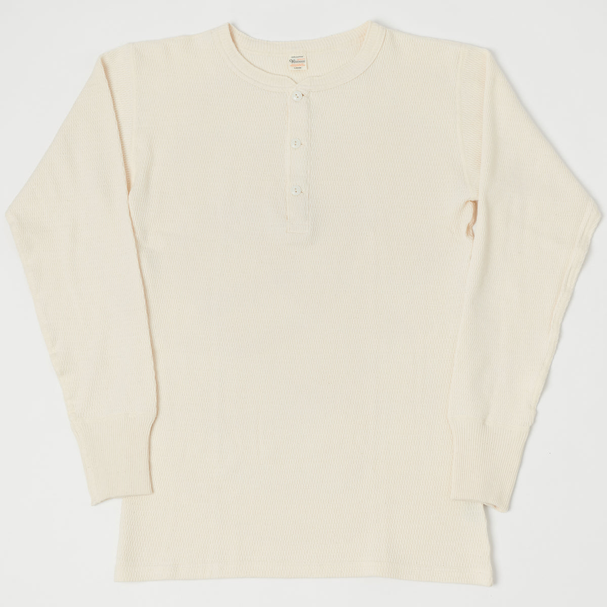 Warehouse & Co 5904 Waffle Knit Thermal Henley - Ecru