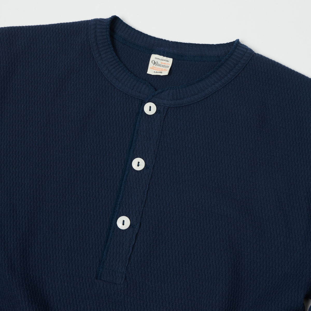 Warehouse & Co 5904 Waffle Knit Thermal Henley - Navy