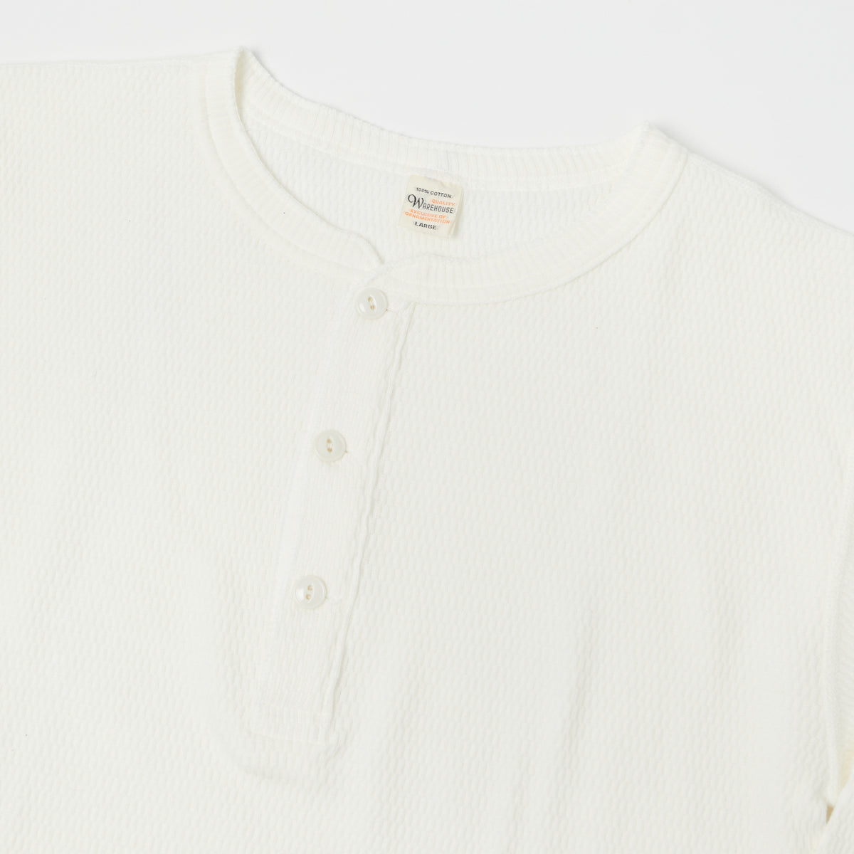 Warehouse & Co 5904 Waffle Knit Thermal Henley - Off White