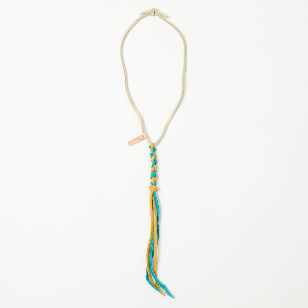 Yuketen Braided Leather Necklace - Turquoise/Gold