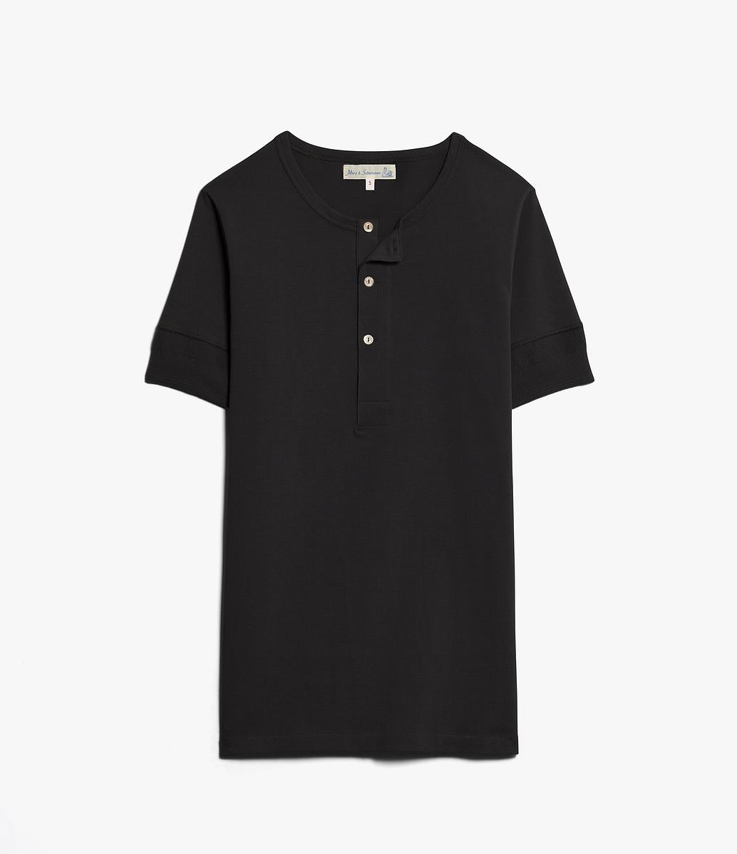 Merz b. Schwanen 'The Originals' 207 Short Sleeve Henley - Charcoal