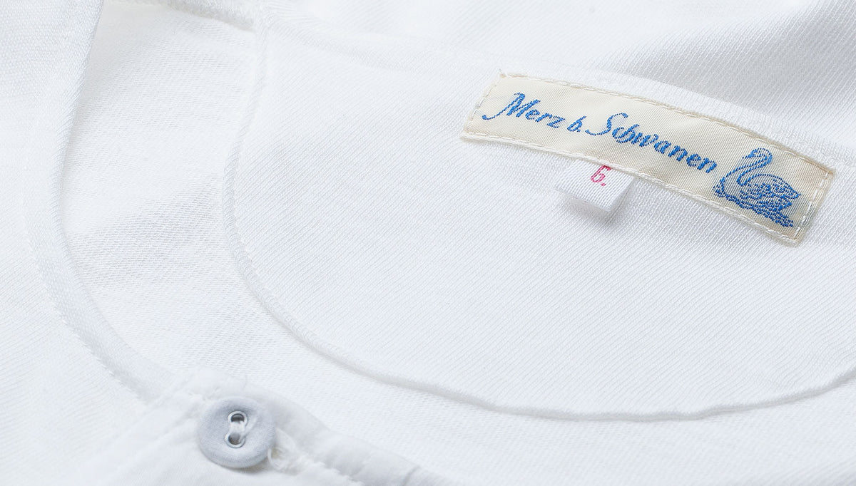 Merz b. Schwanen 'The Originals' 102 Lightweight Long Sleeve Henley - White