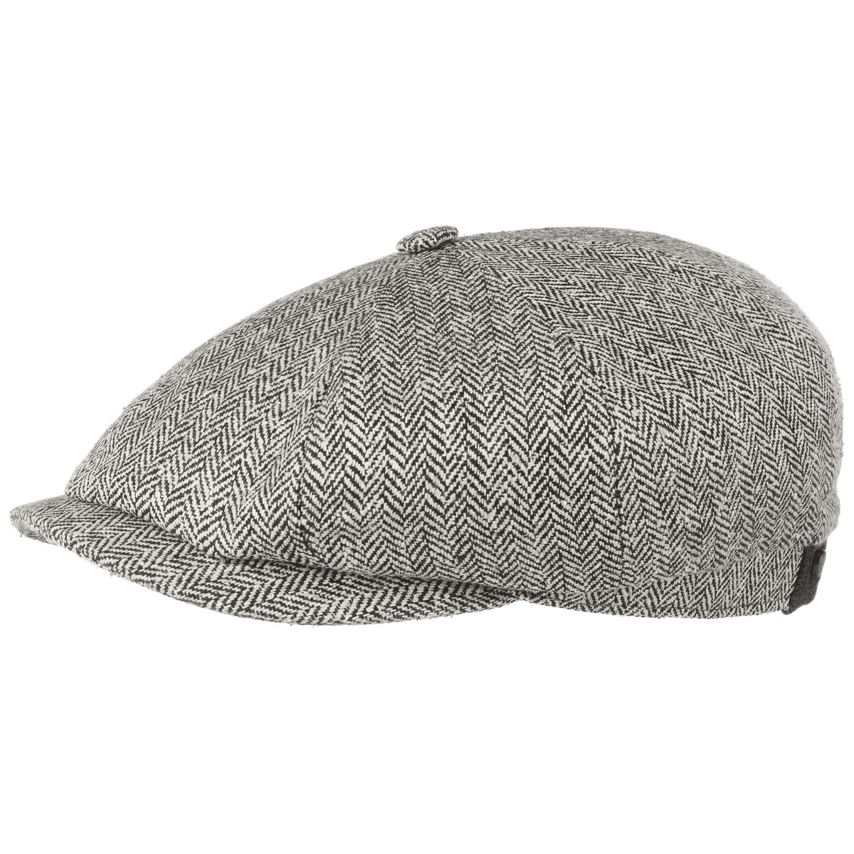 Stetson Hatteras Silk Herringbone Flat Cap - Black/White