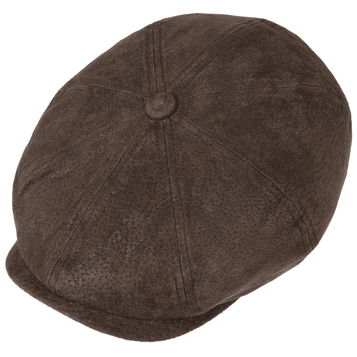 Stetson Hatteras Pigskin Flat Cap - Dark Brown