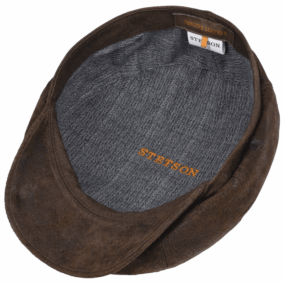 Stetson Hatteras Pigskin Flat Cap - Dark Brown