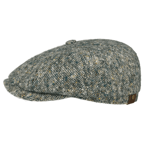 Stetson Hatteras Donegal Tweed Flat Cap - Green Melange