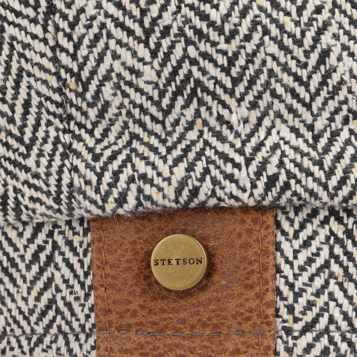 Stetson Hatteras Silk Herringbone Flat Cap - Black/White